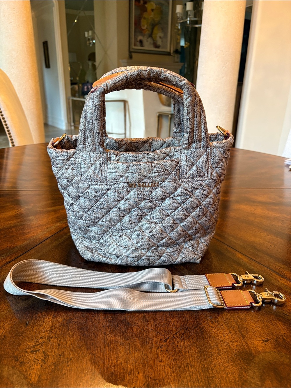 EUC MZ Wallace Metro Tote Deluxe - XS - Small Jute Pattern - orig $245 - Picture 3 of 11